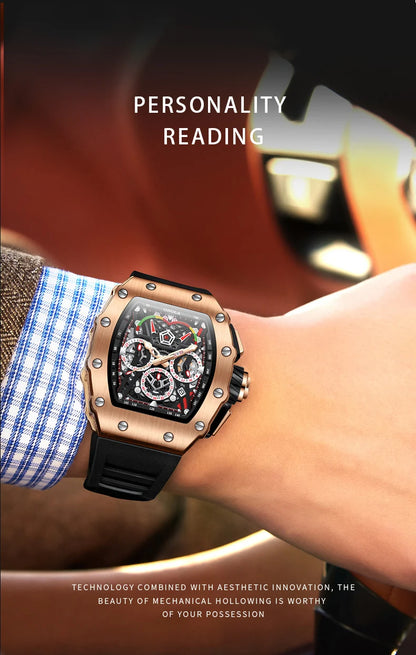 ONOLA Luxury Men Mechanical Watch with Hollow Out Luminous Automatic Watch 3Bar Waterproof Reloj Hombre