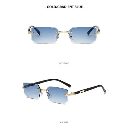 Trendy Rimless Sunglasses for Men Women Fashion Frameless Rectangle Sun Glasses Retro UV400 Shades Summer Goggles Eyewear