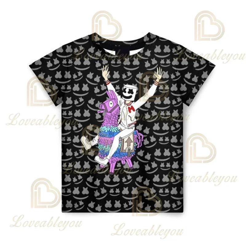 T-shirt Fortnite para Crianças Banana Peely, T-shirt para Homem e Mulher, T-shirt Battle Royale, Top de Verão Harajuku