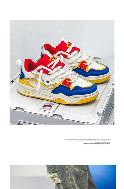 Zapatillas casual de malla para hombre, cómodas zapatillas de running masculinas con cordones, zapatos de skate con plataforma para hombre, zapatillas deportivas para estudiantes