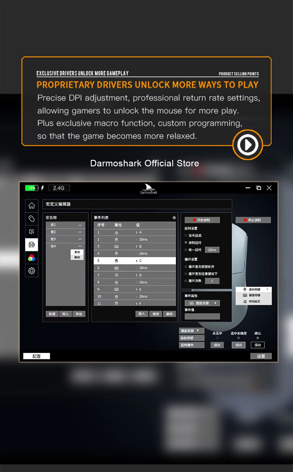 Darmoshark M3Pro Gaming Mouse 2.4G BT Wireless Tri-Mode PAW3395 Sensor N52840 26000DPI Big Hand Macro Driver Mouse For Gaming
