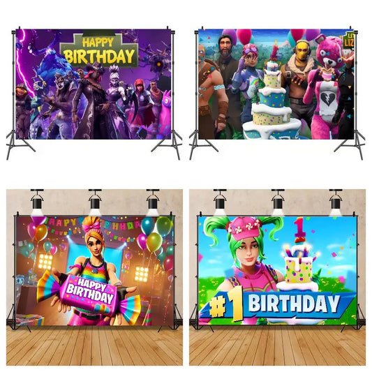 Anime Backdrop For Photo Studio Boys Baby Shower Happy Birthday Party Photography Hot Game F-Fortnite-ES Cool Background