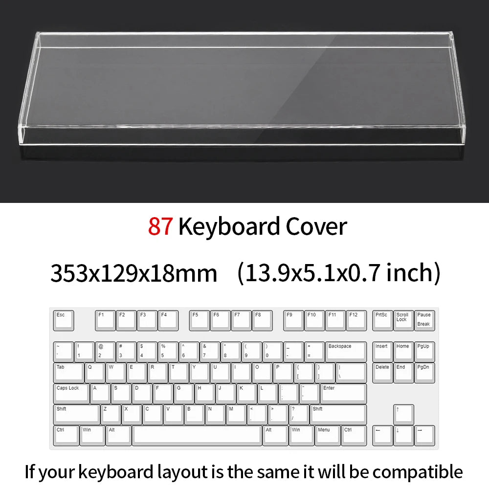 Funda protectora transparente de acrílico para teclado mecánico, cubierta antipolvo para teclado de 60/61/64 96 98104/108 teclas y cubierta para ratón