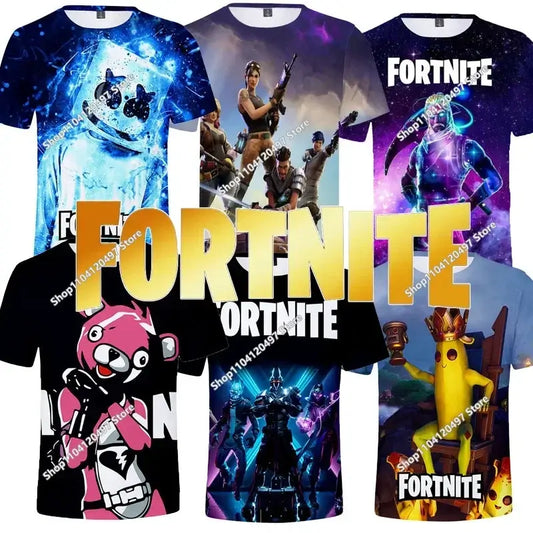 T-shirt 3D Halloween Peely per ragazzi e ragazze, maglietta natalizia Fortnite, Battle Royale Streetwear per bambini, Victory Game, T-shirt da uomo, abbigliamento