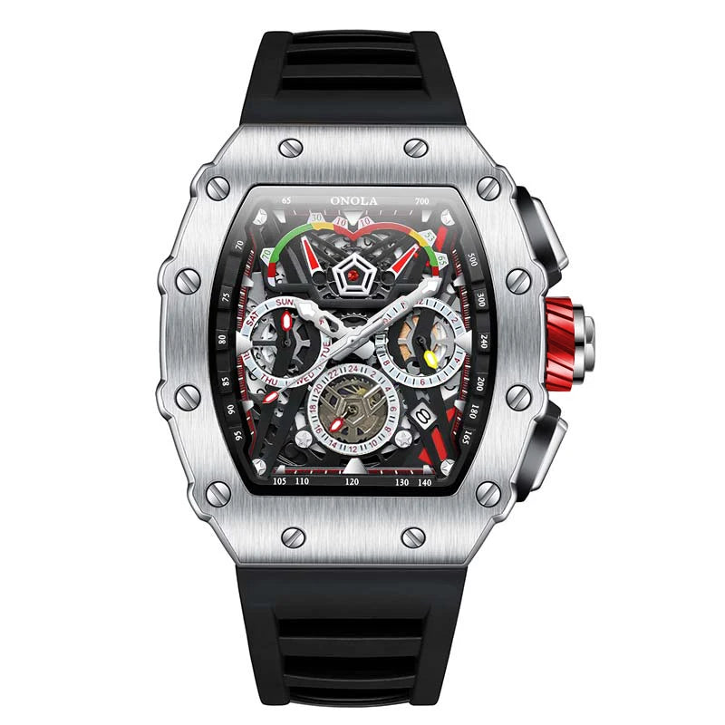 ONOLA Luxury Men Mechanical Watch with Hollow Out Luminous Automatic Watch 3Bar Waterproof Reloj Hombre