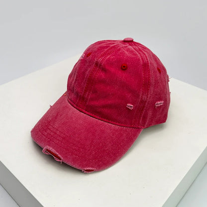 New Unisex Broken Style Solid Baseball Hats Breathable American Vintage Sunshade Simple Peaked Cap Versatile Fashion Casual ins