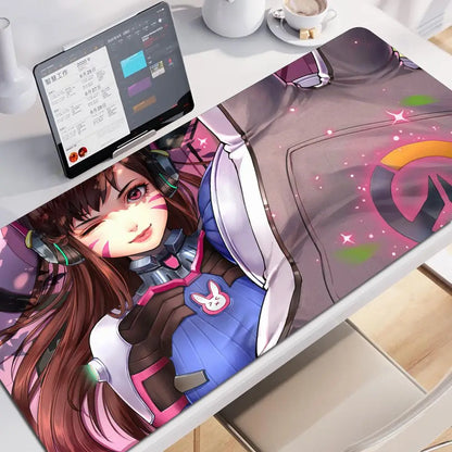 Anime-tyylinen pelityttö Overwatch -suuri hiirimatto 900x400 kannettavalle ja toimistoon, kuminen pehmeä pöytämatto, tietokoneen näppäimistölle, HD-painatus, XXL-hiirimatto