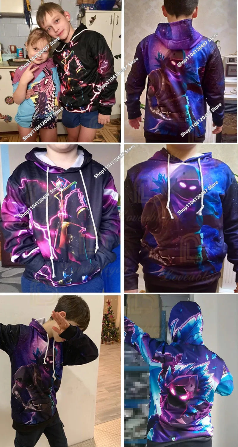 Fortnites Cosplay Sweatshirt Game 3D Printed Unisex Hoodie Casual Coat Anime Peripheral Kawaii Jacket Children Clothing Gifts