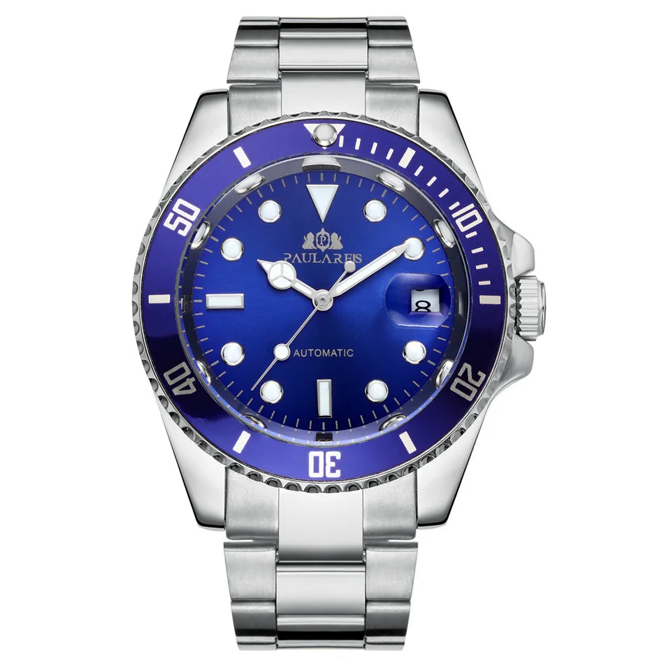 High Quality Automatic Mechanical Watch for Men Stainless Steel Red Dial Date Strong Luminous Luxury Men Watch Reloj Hombre