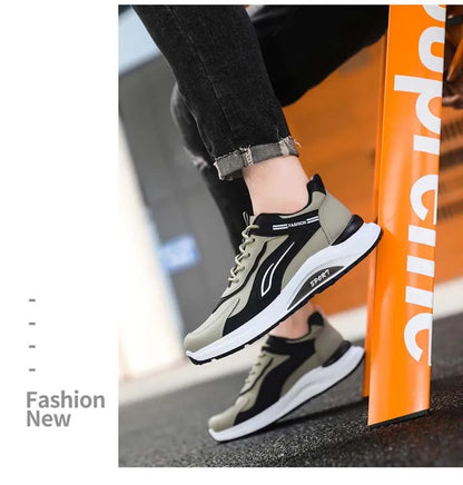 Modne męskie buty sportowe w koreańskim stylu, sznurowane, casualowe, do biegania, wygodne, oddychające, z grubą podeszwą