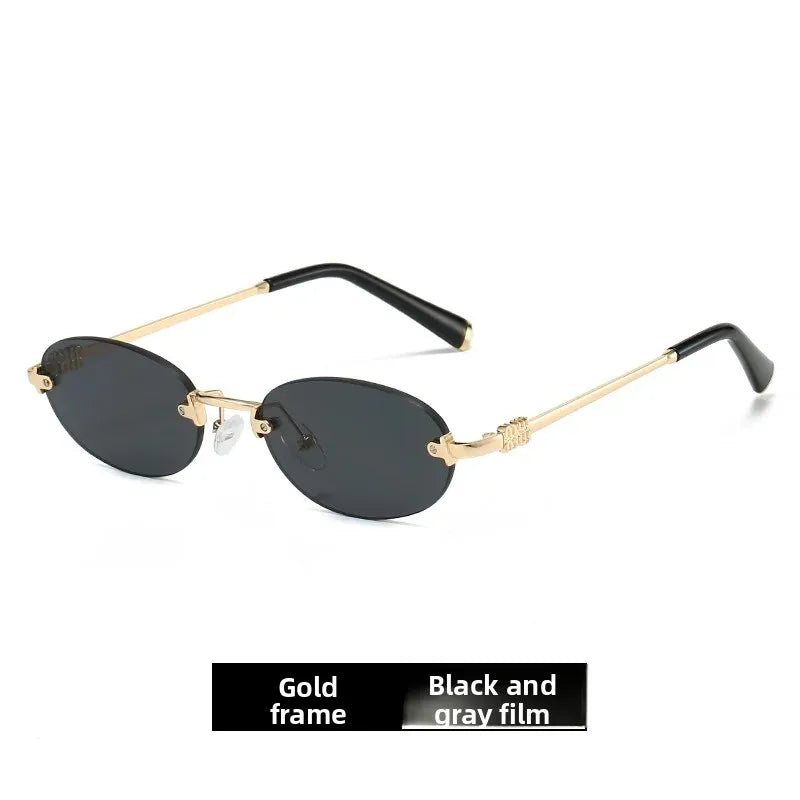 Frameless Ellipse Sunglasses, UV400 Protection Lightweight Design, Fashionable for Daily Wear & Outdoor