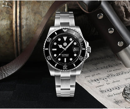 San Martin Watch New Upgraded Sub Men PT5000 ST2130 Automatic Diving Watches with Ceramic Bezel 200m Waterproof Sapphire SN0017G