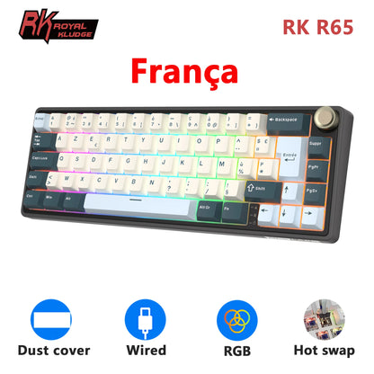 RK Royal Kludge R65 Gasket Wired Mechanical Keyboard 66 Key 65% RGB Backlit Hot-swappable Gamer Keyboard with MDA PBT Keycaps