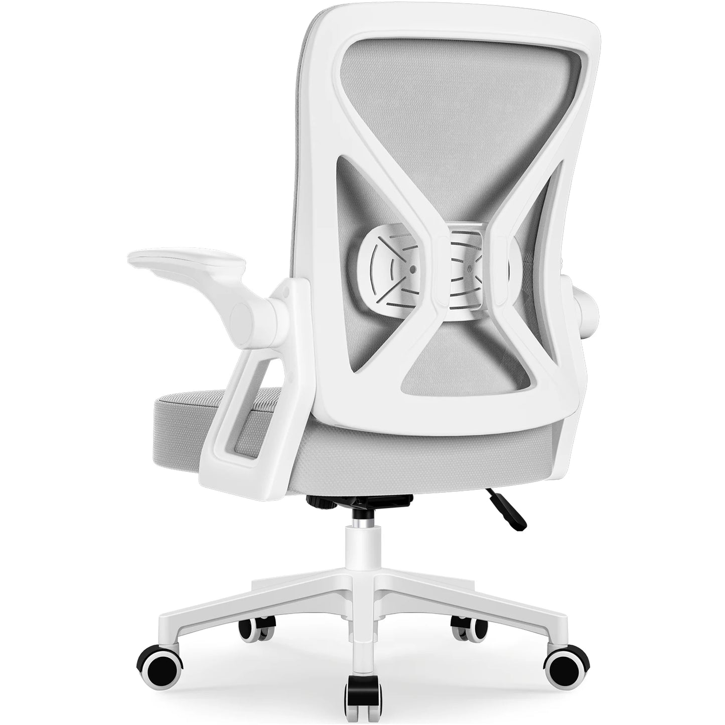 AUTHMIC Ergonomic Office Chair Mesh Back Lumbar Support Flip-Up Armrests Reclining Adjustable Height for Home Office Desk Work