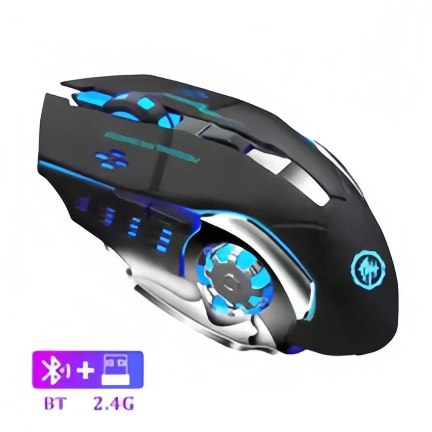 Rechargeable Wireless Gaming Mouse – Silent Bluetooth/USB, RGB Backlight, E-Sports for PC