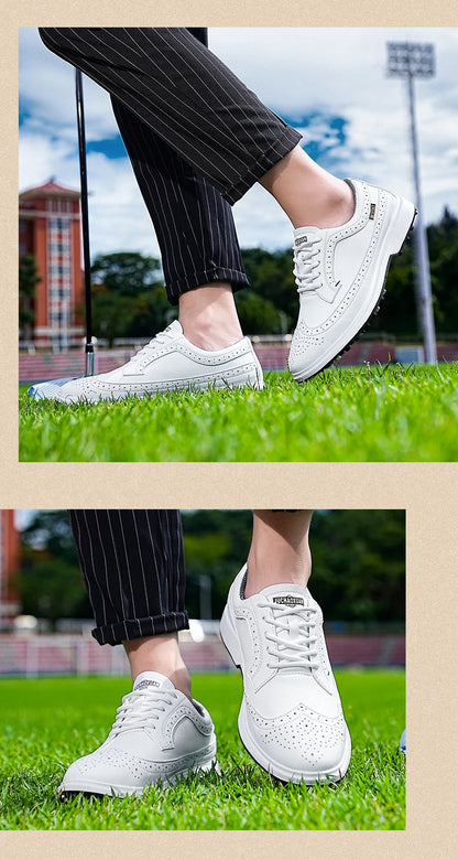 Professional Golf Shoes Men High-Quality Leather Breathable Sports Shoes Golf Competition Training Shoes Plus Size Shoes 39-47#