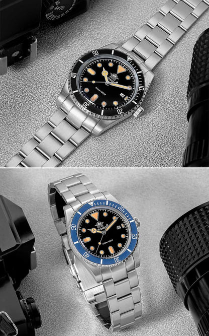 ADDIESDIVE Men’s Luxury Diver Watch Luminous Dial, Ceramic Bezel, Stainless Steel & 20 Bar Water Resistant