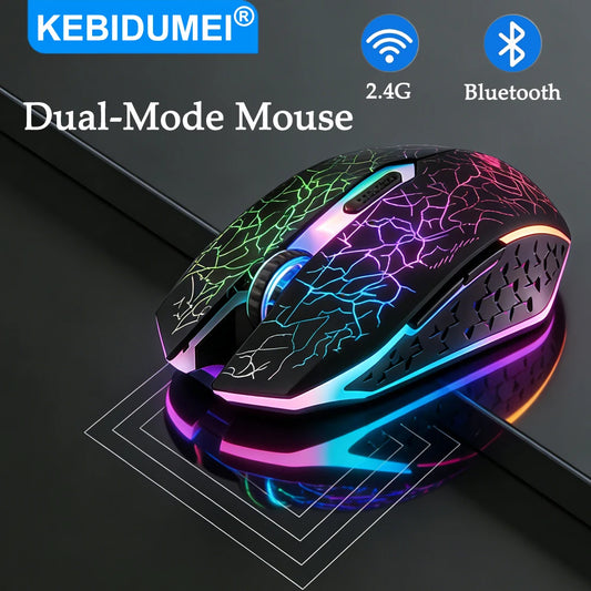 RGB igralna miška 2.4G brezžična miška Bluetooth 1600DPI 6 tihih gumbov ergonomska dvonačinska pisarniška miška za MacBook PC