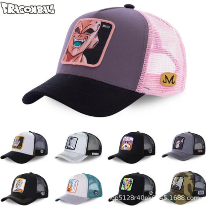 Casquette de baseball imprimée à l'effigie d'un personnage de l'anime Dragon Ball pour hommes et femmes – Casquette hip-hop – Casquette en maille pour camionneur – Protection solaire d'été pour les activités en plein air