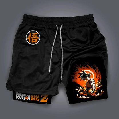 Dragon Ball Anime Peripheral Majin Buu GOKU Printed Sports Double-layer Shorts American 2026 Summer Men's Loose Breathable Pants