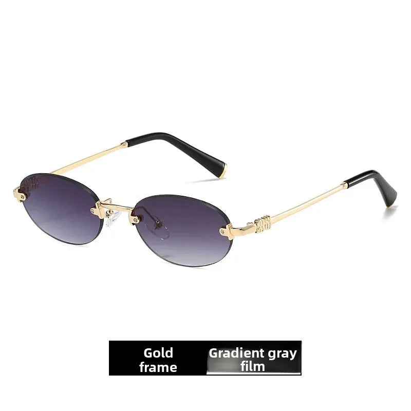 Frameless Ellipse Sunglasses, UV400 Protection Lightweight Design, Fashionable for Daily Wear & Outdoor