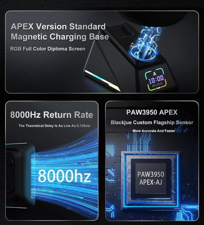 Ajazz AJ159 PRO/APEX Gaming-Maus 8000Hz Abtastrate Paw3950 Farbdisplay Magnetischer Standfuß AJ159P Büro & Gaming