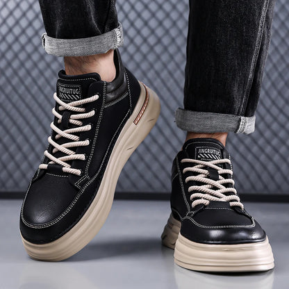 High Quality Men's Casual Leather Thick Bottom Oxford Shoes Fashion Outdoor Flat Top Quality Oxford Shoes Handmade Walking Shoes