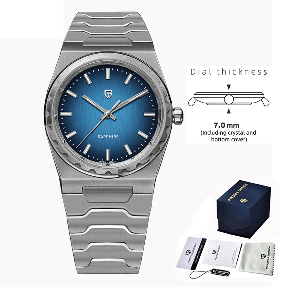 PAGANI DESIGN Men's Quartz Watches Ultra-Thin 7mm Series 222 Sapphire Stainless Steel Waterproof Watches for Man reloj hombre