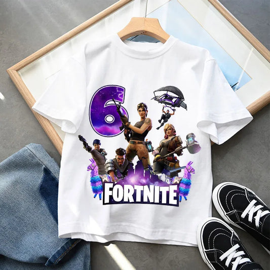 Fortnites Kids T-shirts Birthday Number 1-10 Printed T-shirt Boys Summer Casual Short Sleeves Sports Tops Children's Clothing