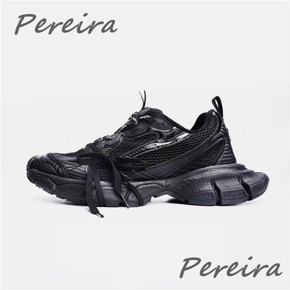 Streetstyle herensneakers met dikke zool, nieuwe gemengde kleuren, vetersluiting, casual koppelschoenen, comfortabel en ademend, voor hardlopen en wandelen