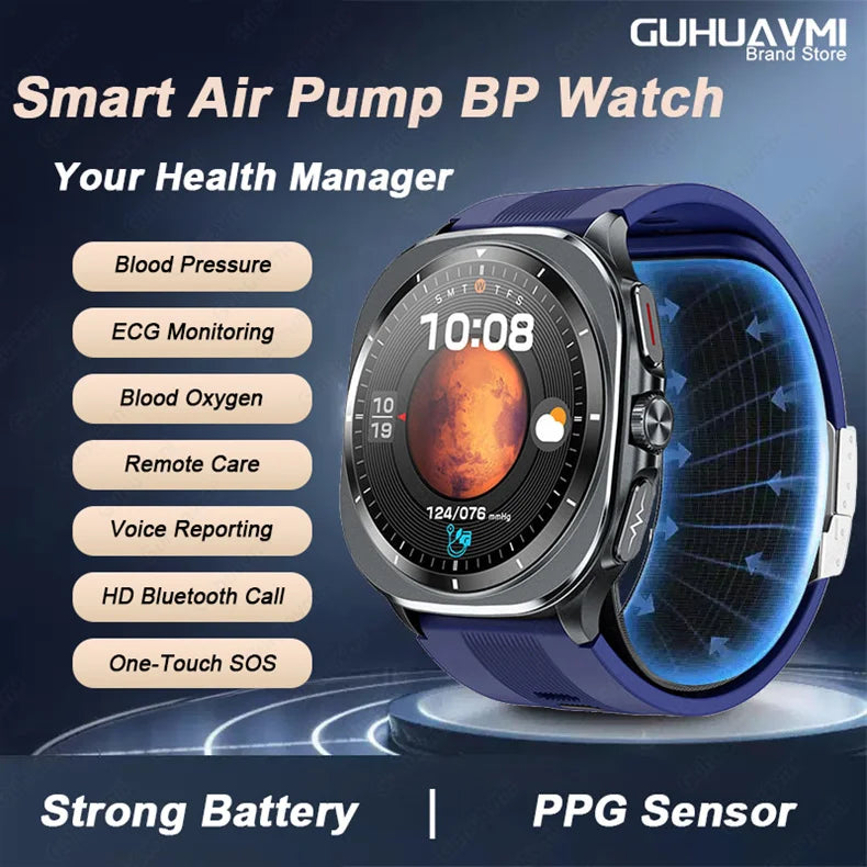 2026 New Health track Smartwatch Air Pump Airbag True Blood Pressure Health Measure Smart Watch Men Women Blood oxygen BT Call