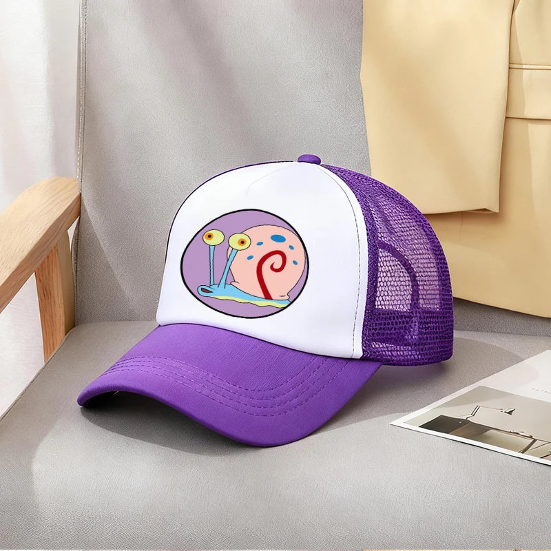 Cute SpongeBobs Baseball Cap Movie Cartoon Round Role Boy Girl Kids Adult Sport Casual Sunshade Adjustable Anime Peaked Mesh Hat
