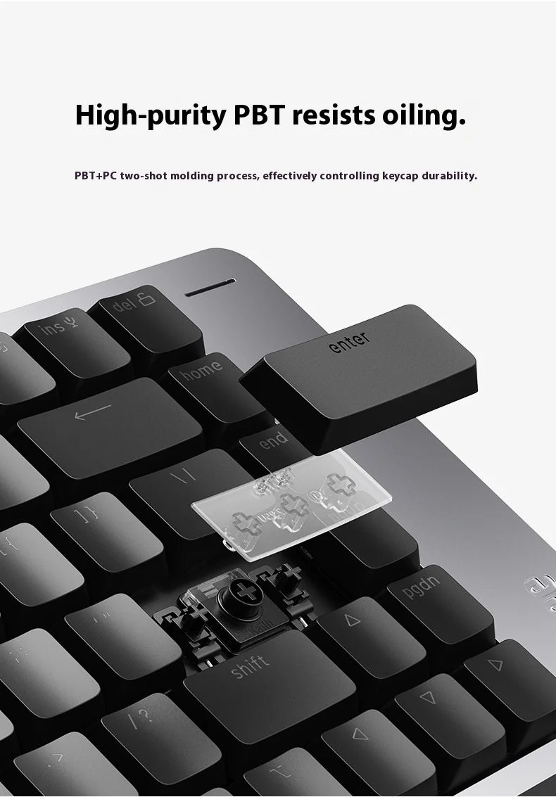 Tastiera meccanica Lofree FLOW2 Business Office, wireless Bluetooth e cablata, silenziosa con suono delicato, compatibile, mute, blocco in alluminio