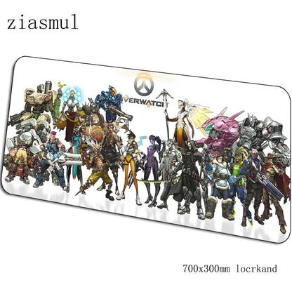 Overwatch pelės kilimėlis, animacinio stiliaus kompiuterio kilimėlis 700x300x3mm, didelis žaidimų pelės kilimėlis, Indie Pop klaviatūros kilimėlis PC žaidėjų stalui