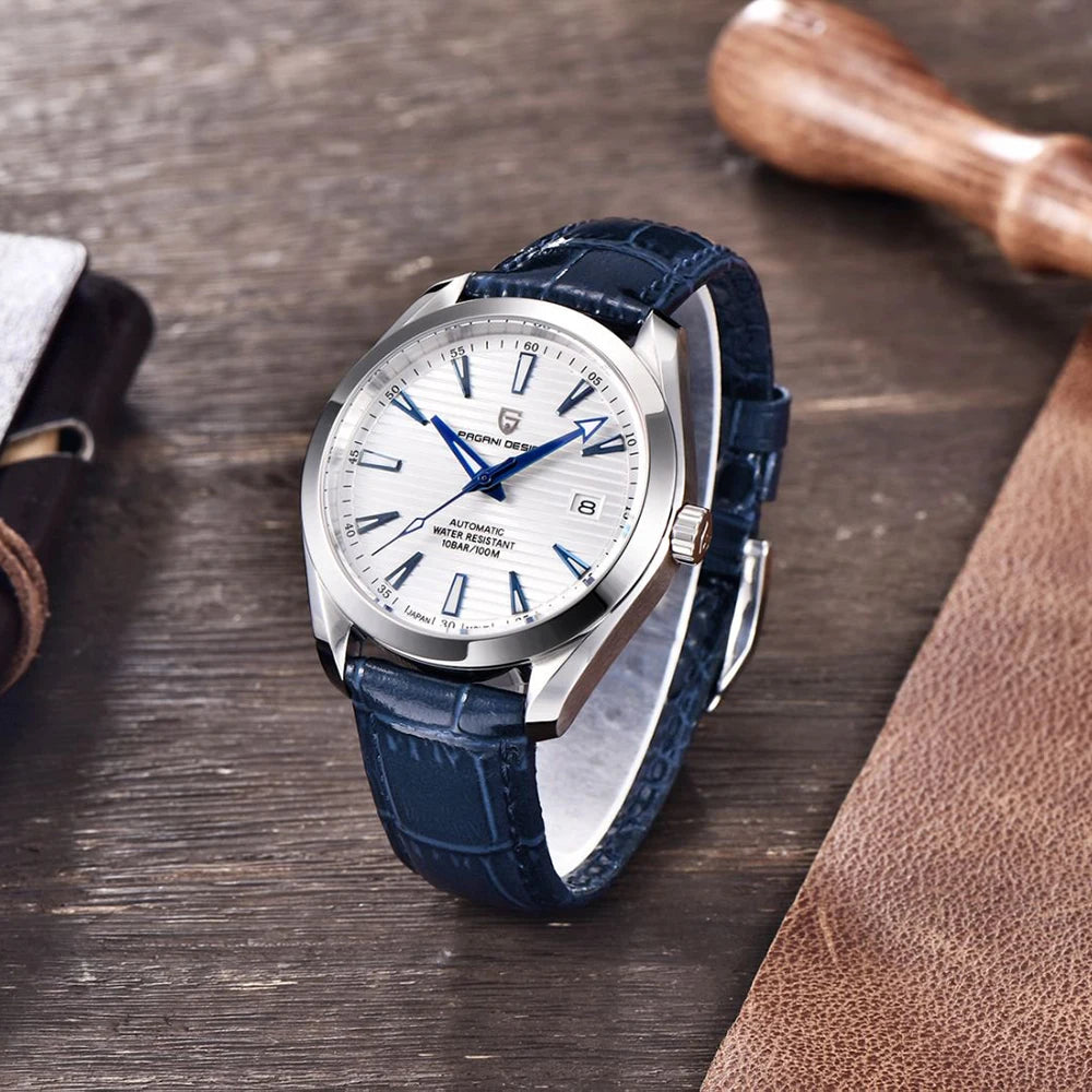 Reloj de lujo para hombre PAGANI DESIGN – Modelo automático mecánico (calibre 8215), de acero inoxidable, hermético, con indicador de fecha y agujas luminiscentes