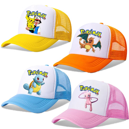 Two Sizes Kawaii Baseball Caps for Adult Cartoon Pokemons Pikachus Outdoor Breathable Mesh Hat Cute Anime Adjustable Sunbonnet