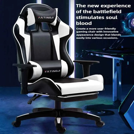 Ergonomic Gaming Chair Leather Racing Chair with Footrest, Reclining High Back Gaming Chair, Adjustable Computer Chair for PC Gaming & Office