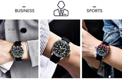PAGANI DESIGN 40MM GMT Reloj para hombre de lujo con cristal de zafiro AR, reloj mecánico con bisel cerámico, automático, resistente al agua 100M, reloj de regalo