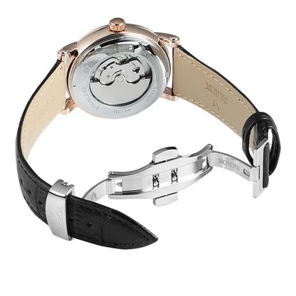 Relógio mecânico automático de luxo para homem, de uma grande marca, equipado com um turbilhão, uma fase lunar e diamantes – um elegante relógio de pulso.