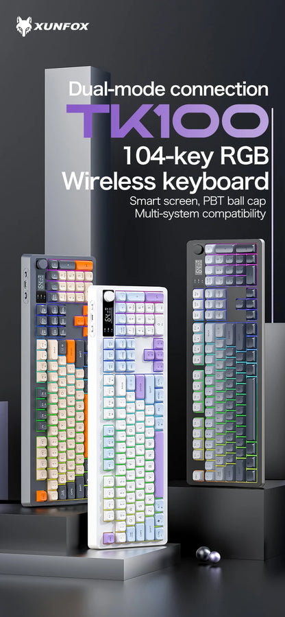 XUNFOX  TK100 wireless 2.4 keyboard Bluetooth dual-mode game silent office notebook universal keyboard