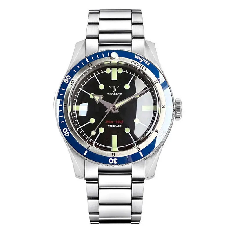 Pilot Watch 200M Water Resistant Mechanical Wristwatch NH35A PT5000 Miyota 8215 Domed Sapphire Glass 120 clicks Bezel Steel Band