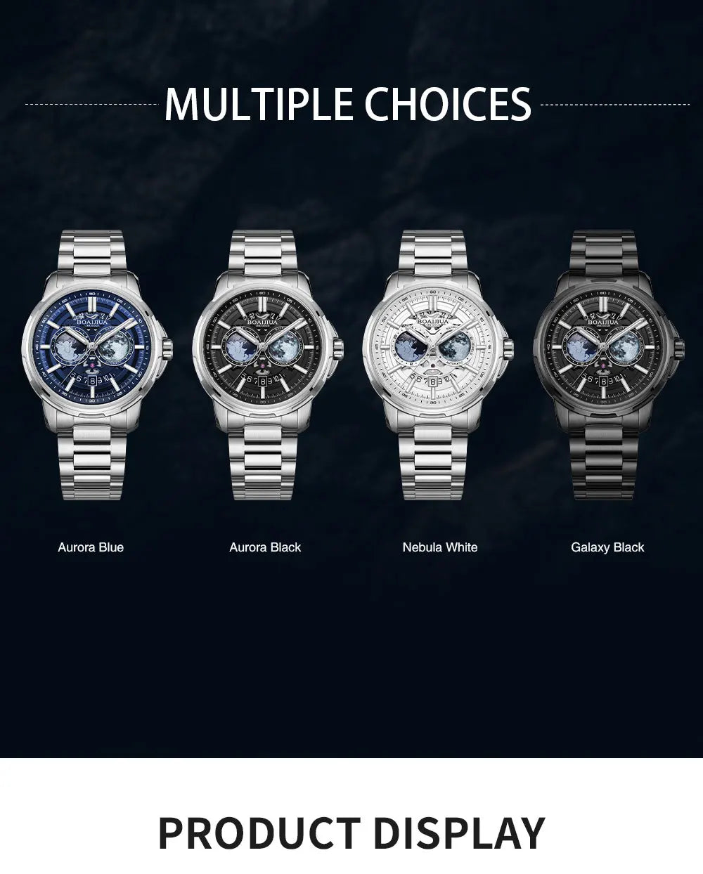 BORIAGE (BOAIJIUA) Automatic Mechanical Watch Creative Starry Sky Watch Water Resistant Mechanical Watches Birthday Gift for Men