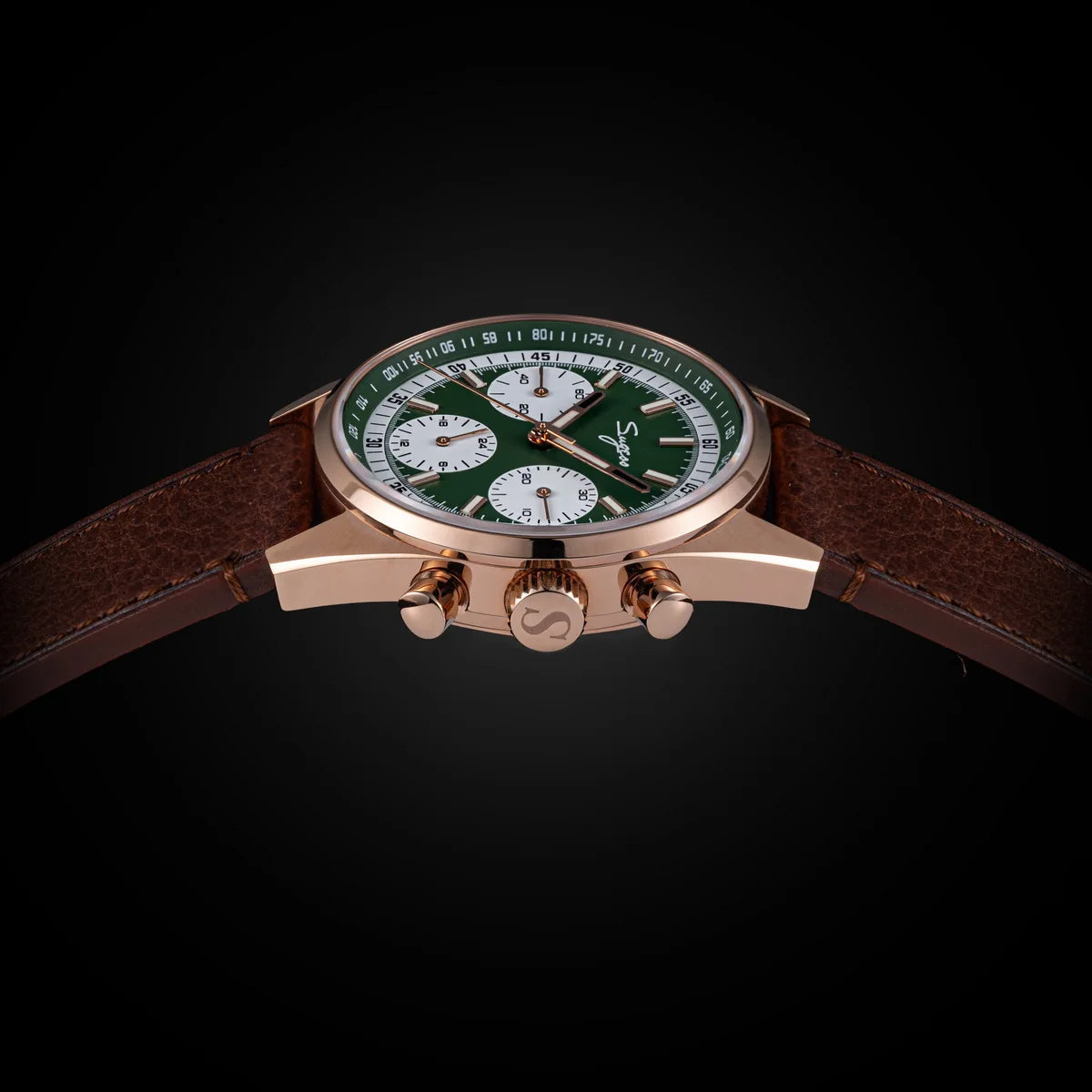 Sugess Mens Watch 38mm Chronograph Mechanical Wristwatches Tianjin Gooseneck Movement Sapphire Crystal Roulette Dial S465 new