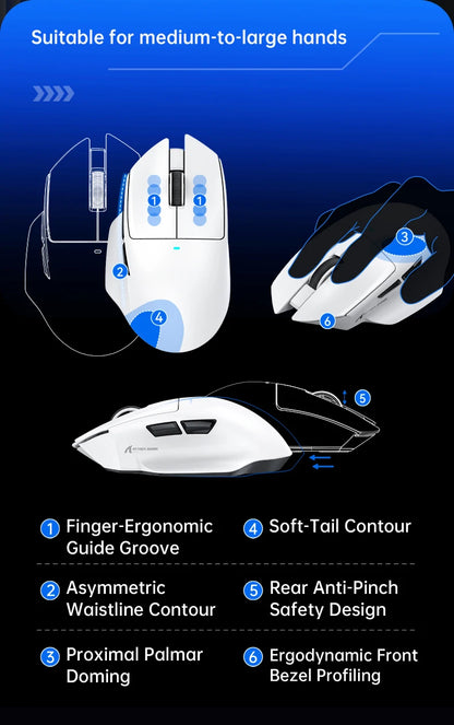 ATTACK SHARK V6  Wireless Gaming Superlight Mouse with RGB Magnetic Charging Dock,PAW3311 Sensor,Macro Gaming Mouse