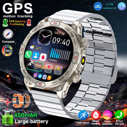 Men's Fashion Outdoor Sport GPS Smart Watch with AMOLED HD Screen, Heart Rate Monitor, and Waterproof Features