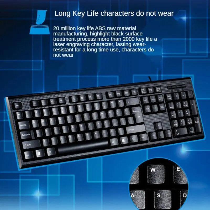 Teclado individual Q9 USB de conector quadrado para escritório e casa, PS2 de conector redondo, com fios, para computador de secretária