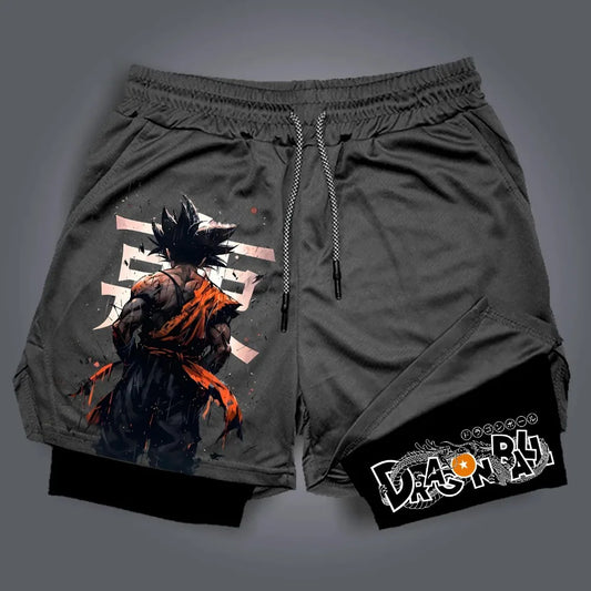 Pantaloni scurți unisex Dragon Ball Goku, stil Harajuku, cu imprimeu anime, produs nou vara 2026, croială lejeră, sport, respirabili, cu uscare rapidă, strat dublu