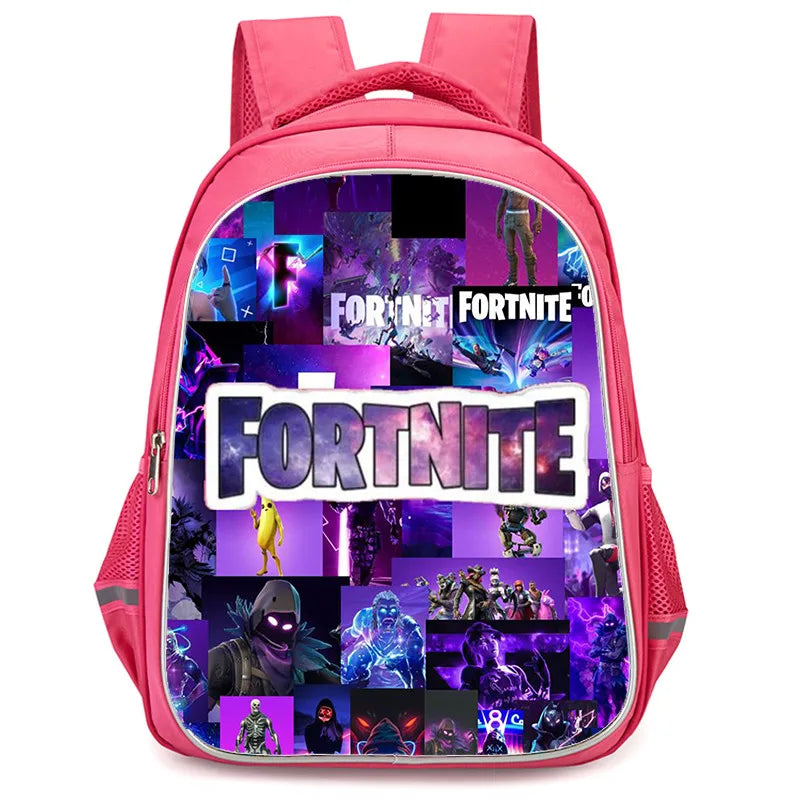 Mochila Fortnite Cartoon de 16 polegadas, unissexo, para rapazes e raparigas, com fechos duplos, grande capacidade e leve, para estudantes