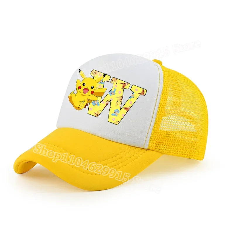 Pokemon Pikachu Baseball Cap Cartoon Anime Popular Letters Print Kids Hat Summer Athleisure Adjustable Parent-child Hats Gift