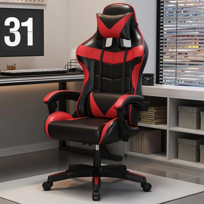 Chaise de jeu ergonomique, chaise de bureau réglable, chaise d'ordinateur pivotante, roulettes silencieuses, support lombaire, siège confortable, pour la maison